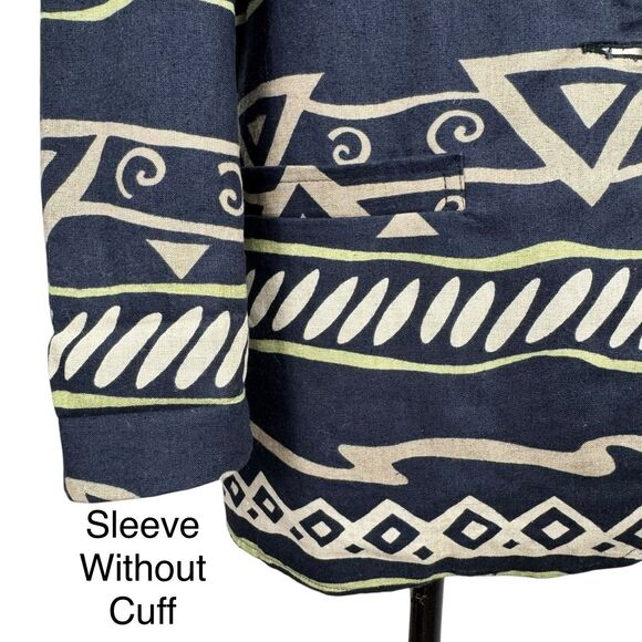 Vintage Rafaella Blazer Womens 8 Black Linen Cotton Southwestern Aztec Artsy 90s - Picture 8 of 16